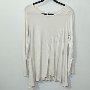 Heartstring Cream Tunic Flowy Hem Stretchy Modest Women's Size L